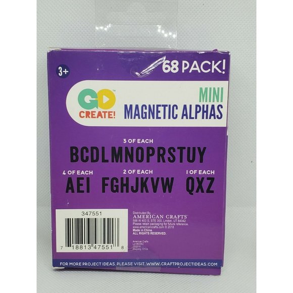 68 Mini Magnetic Alphabet Letters Black 347553 ~ School Home Learning  1.75” Tal - Picture 4 of 7